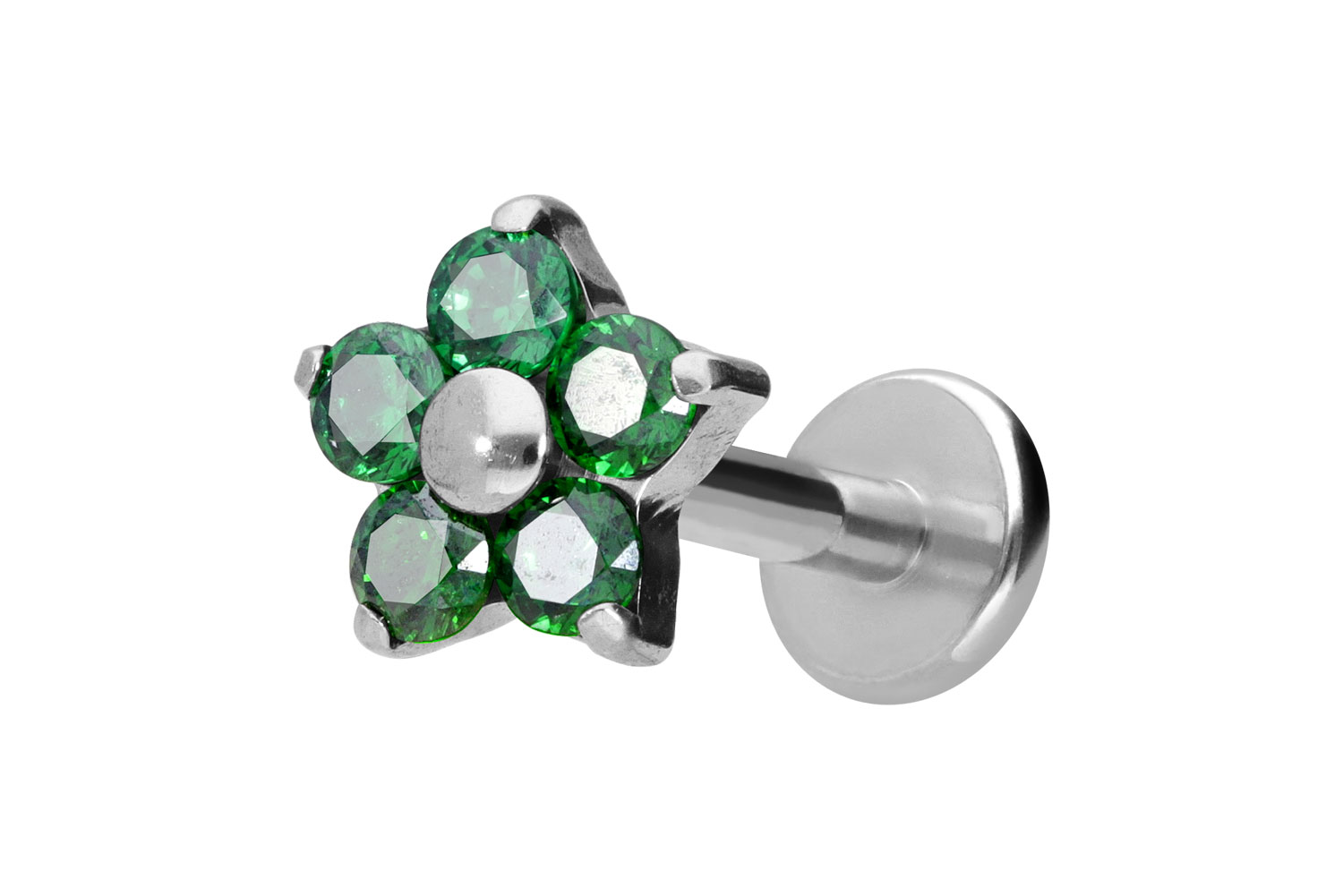 Titan Labret Piercing mit Innengewinde KRISTALLBLUME